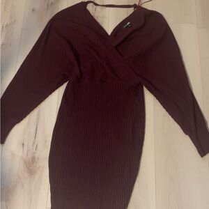 Fashion Nova Red Dolman Sleeve Bodycon Dress